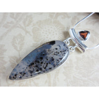 Montana Agate & Garnet Sterling Silver Pendant/Necklace