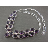 Amethyst Quartz Sterling Silver Bib Necklace