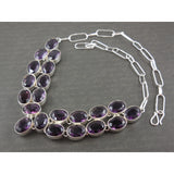 Amethyst Quartz Sterling Silver Bib Necklace