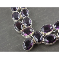 Amethyst Quartz Sterling Silver Bib Necklace