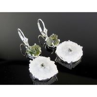 Quartz & Moldavite Sterling Silver Earrings