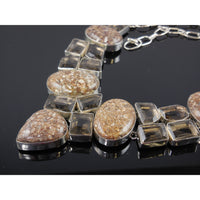 Turtella Jasper & Smoky Topaz Sterling Silver Bib Necklace