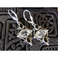 Herkimer Diamond (Quartz) & Smoky Quartz Sterling Silver Earrings