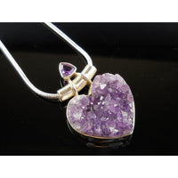 Amethyst Geode & Faceted Sterling Silver Pendant/Necklace
