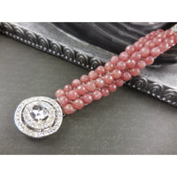 Handwoven Muscovite w/Nickle-Free Rhodium-Plated Base Metal & Crystal Box Clasp