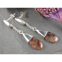 Cacoxenite Drop .925 Sterling Silver Post Earrings