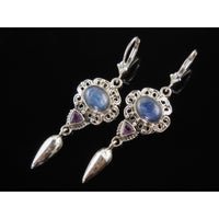 Kyanite & Amethyst Sterling Silver Earrings