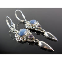 Kyanite & Amethyst Sterling Silver Earrings