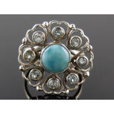Larimar & Blue Topaz Gemstones Sterling Silver Ring - Size 8
