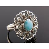 Larimar & Blue Topaz Gemstones Sterling Silver Ring - Size 8
