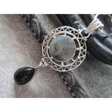 Dendritic Agate & Onyx .925 Sterling Silver Pendant/Necklace
