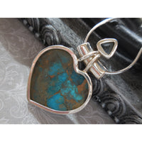 Turquoise & Blue Topaz .925 Sterling Silver Heart Pendant/Necklace