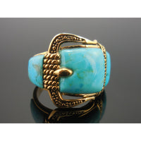 Turquoise Buckle Bronze Ring - Size 10