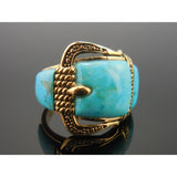 Turquoise Buckle Bronze Ring - Size 10