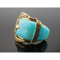 Turquoise Buckle Bronze Ring - Size 10
