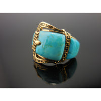 Turquoise Buckle Bronze Ring - Size 10