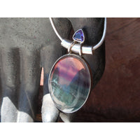 Flourite & Amethyst Sterling Silver Pendant/Necklace