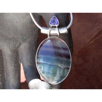 Flourite & Amethyst Sterling Silver Pendant/Necklace