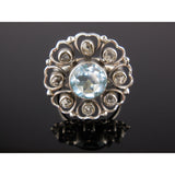 Blue Topaz and Herkimer Diamond (Quartz) Sterling Silver Ring - Size 7