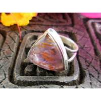 Cacoxenite Mineral Sterling Silver Ring - Size 6