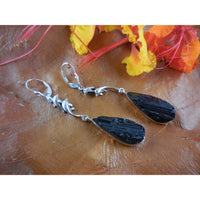 Black Tourmaline Rough Sterling Silver Earrings