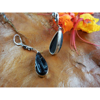 Black Tourmaline Rough Sterling Silver Earrings
