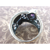 Amethyst .925 Sterling Silver Lily & Heart Ring - Size 8