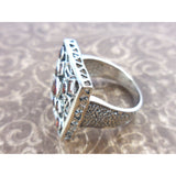 Garnet .925 Sterling Silver Square Ring - Size 7.75