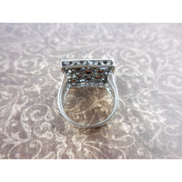 Garnet .925 Sterling Silver Square Ring - Size 7.75