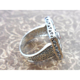 Garnet .925 Sterling Silver Square Ring - Size 7.75