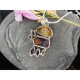 Cacoxenite, Amethyst, and Citrine Gemstone Sterling Silver Pendant/Necklace