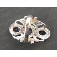 Amethyst 3-Stone .925 Sterling Silver Ring - Size 6.90