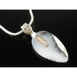 Dendritic Opal and Amethyst Sterling Silver Dolphin Pendant/Necklace