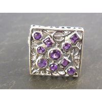 Amethyst .925 Sterling Silver Square Ring - Size 7.75