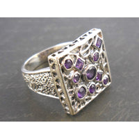 Amethyst .925 Sterling Silver Square Ring - Size 7.75