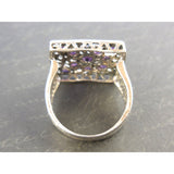 Amethyst .925 Sterling Silver Square Ring - Size 7.75