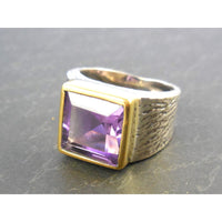 Amethyst Sterling Silver Two-Tone Ring – Size 6.75