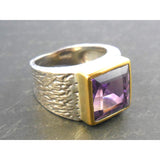 Amethyst Sterling Silver Two-Tone Ring – Size 6.75