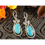Turquoise Sterling Silver Leaf Earrings