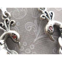 Moonstone & Garnet Peacock .925 Sterling Silver Earrings