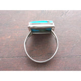 Turquoise & Copper .925 Sterling Silver Square Ring - Size 8.5