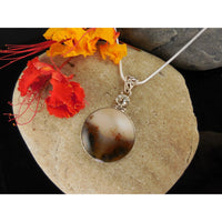 Dendritic Agate & White Topaz Sterling Silver Pendant/Necklace