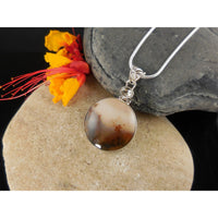Dendritic Agate & White Topaz Sterling Silver Pendant/Necklace