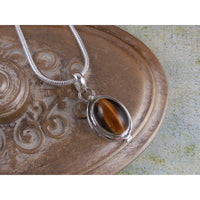 Tiger's Eye Sterling Silver Locket Pendant/Necklace
