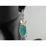 Turquoise Sterling Silver Leaf Earrings