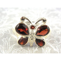 Garnet .925 Sterling Silver Butterfly Ring - Size 7.90