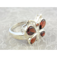 Garnet .925 Sterling Silver Butterfly Ring - Size 7.90