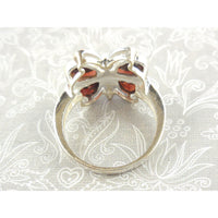 Garnet .925 Sterling Silver Butterfly Ring - Size 7.90