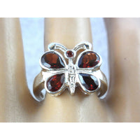 Garnet .925 Sterling Silver Butterfly Ring - Size 7.90