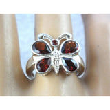 Garnet .925 Sterling Silver Butterfly Ring - Size 7.90